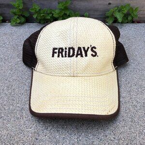 Vintage TGI FRIDAY'S Woven Trucker Hat Men's COBRA Beige Brown Cap Resta…​​